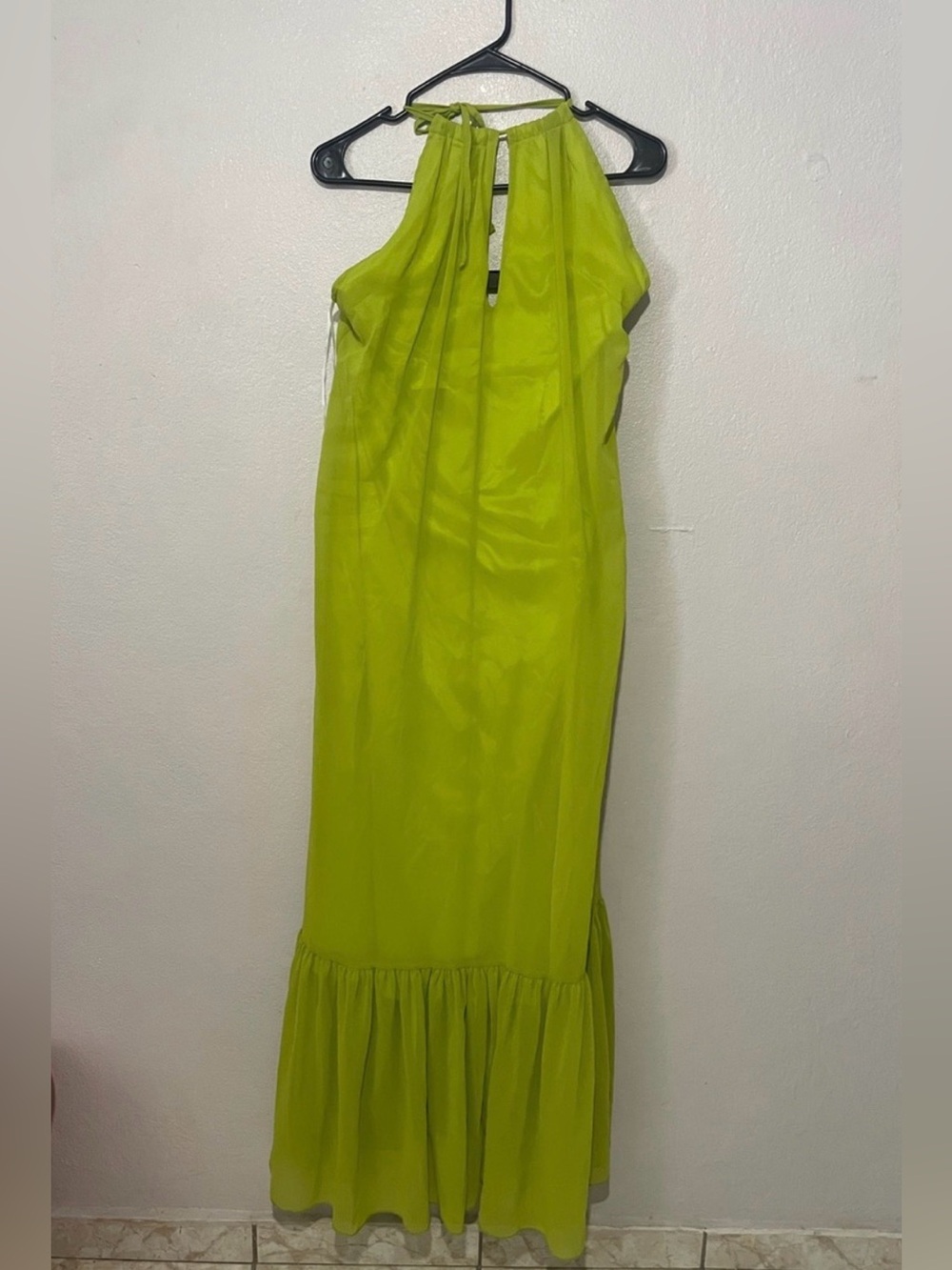 Sleeveless Halter Maxi Dress in Lime Green